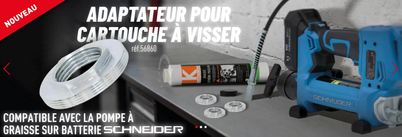 Pompe à graisse 20V 690 bar + 2 batteries Li-ion 2Ah et 4Ah + 1 chargeur 3A - coffret SCHNEIDER INDUSTRY